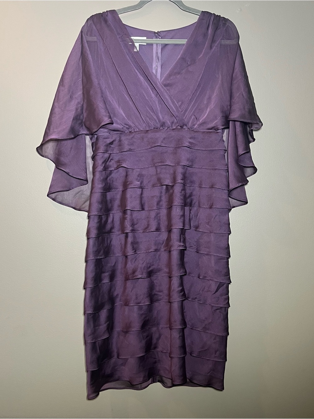 Elegant plum Layered V‑Neck Dress